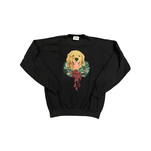 Vintage Rare Golden Retriever Crewneck Sweatshirt Sweater Christmas Medium - Picture 1 of 3